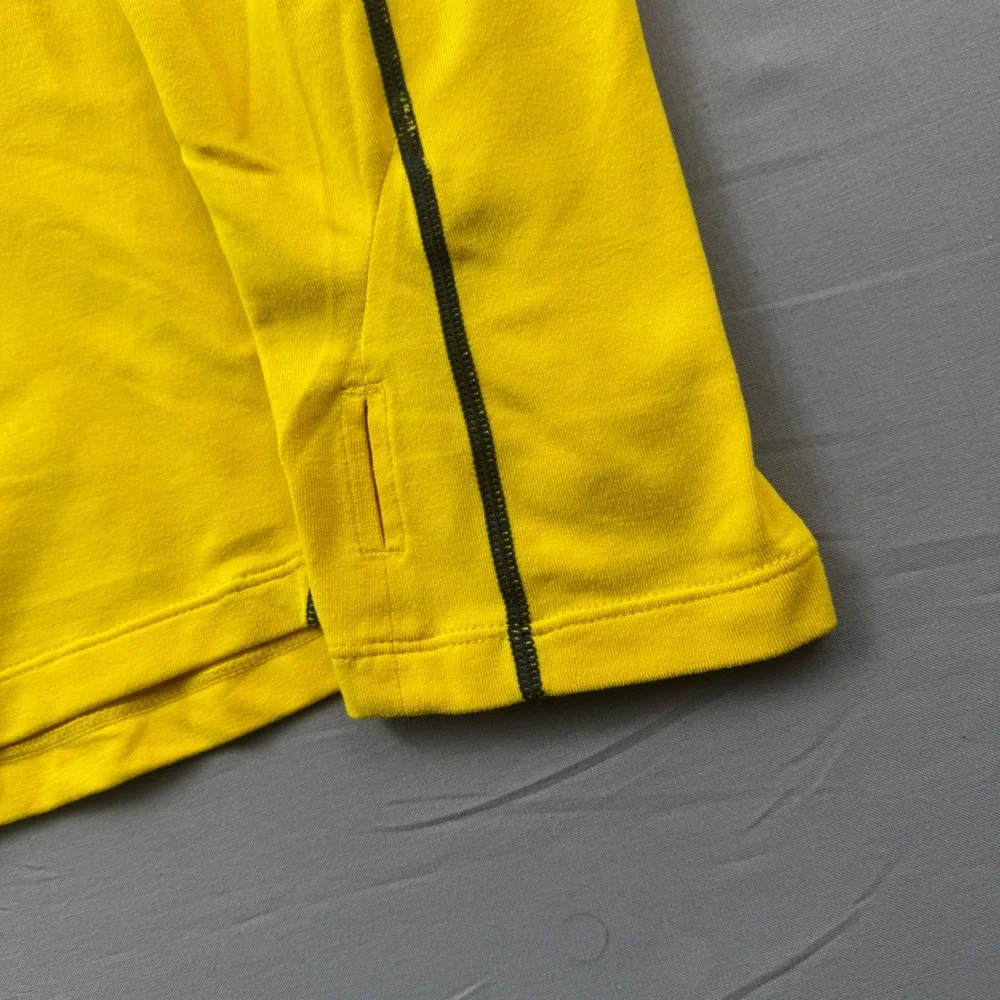 Asics‎ Mens Yellow Quarter Zip Running Top Long Sleeve Thumbhole Pullover Small